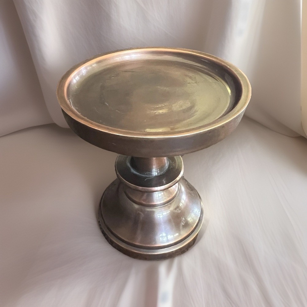 JC Rollie Copper Metal Pillar Candle Holder Pedestal Small 4.5 Inch Home Decor